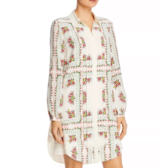 Tory Burch Cora Silk Floral Button Down Shirt Dress - Picture 1 of 10